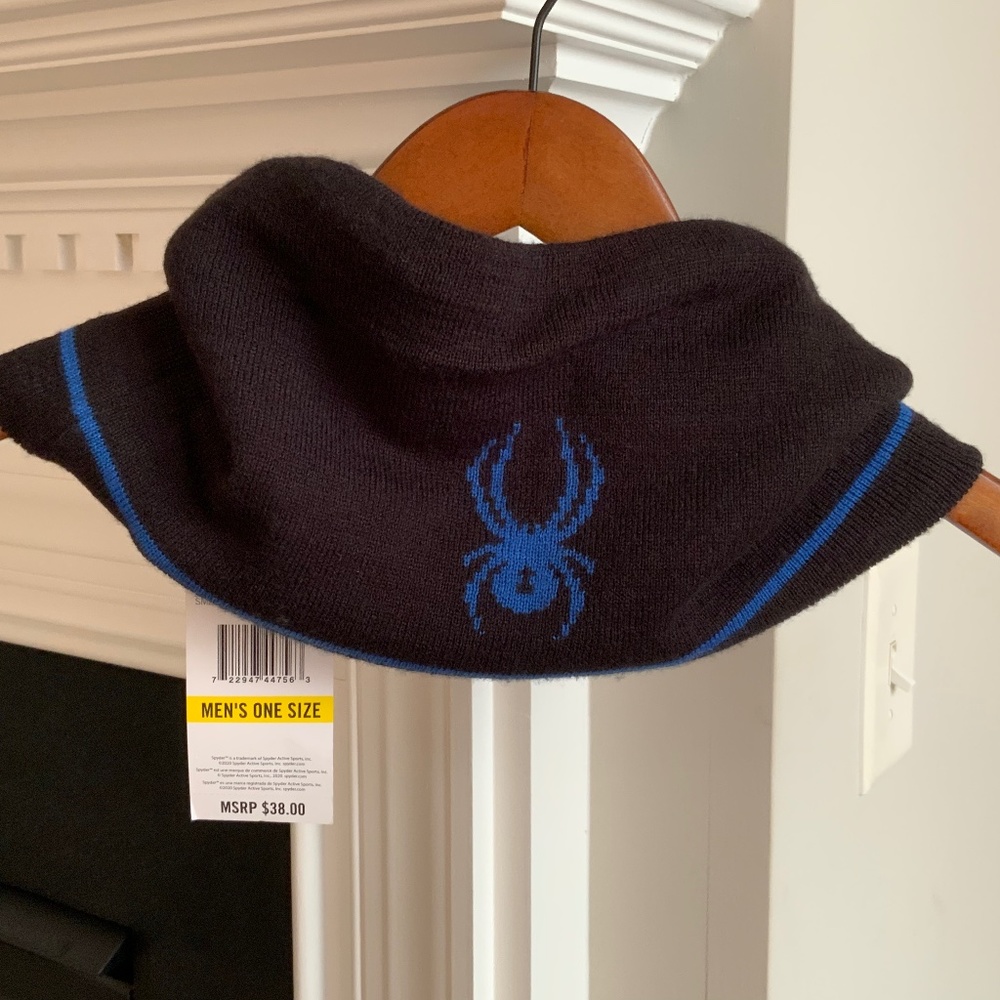 Spyder Jacquard Logo Stripe Gaitor Neck Warmer Men’s Black & Blue Color OS NWT